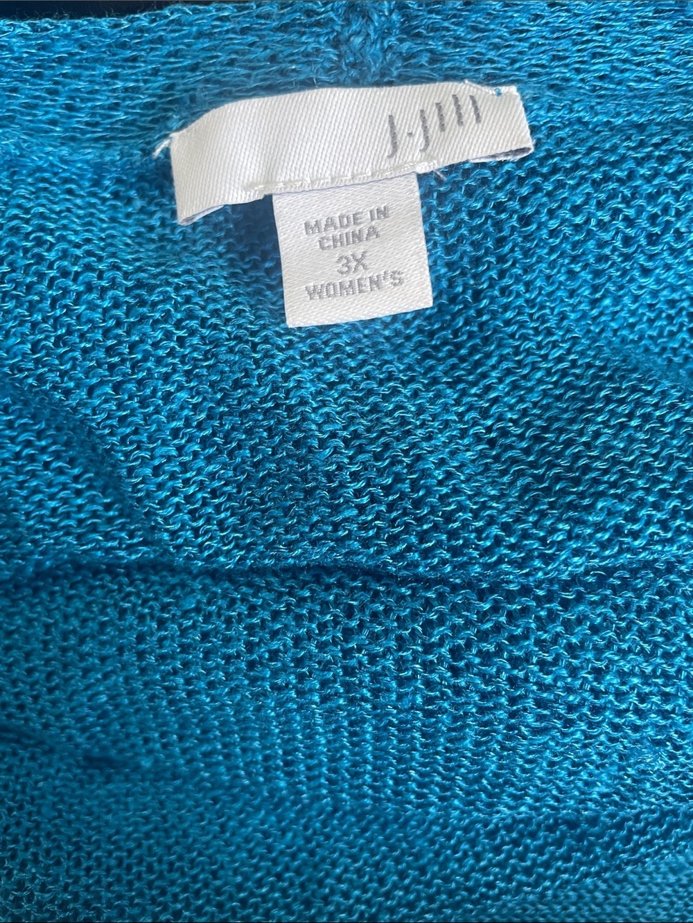 J. Jill Linen Blend Long Cardigan Sweater in a vibrant teal blue - Picture 3 of 4